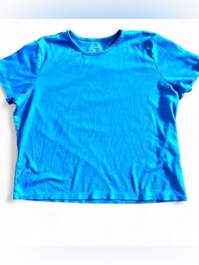 L.L.Bean blue short sleeve summer cotton t-shirt Size XL Petite